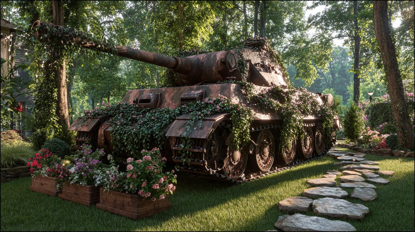 panzer modell 1:1 garten deko
